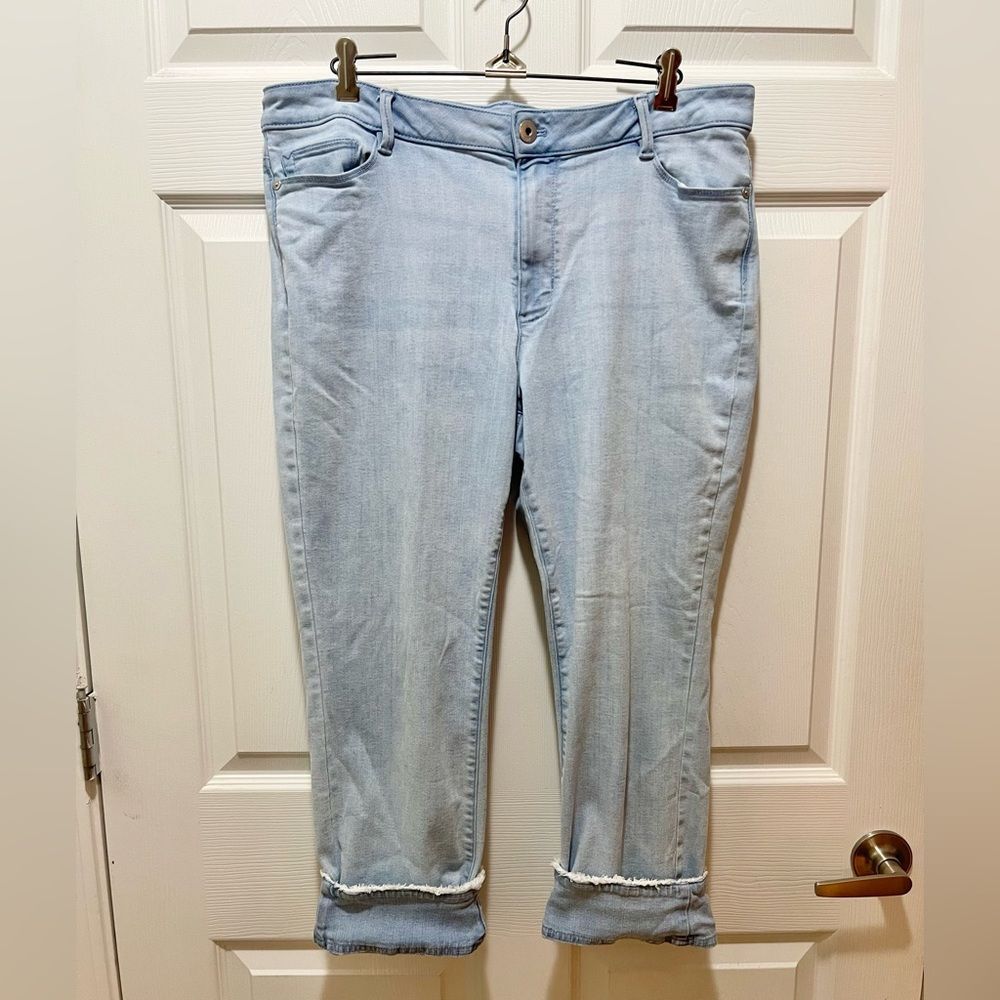 J Jill Denim Womens Jeans Authentic Fit Cropped Size 14T Fringes Hem
